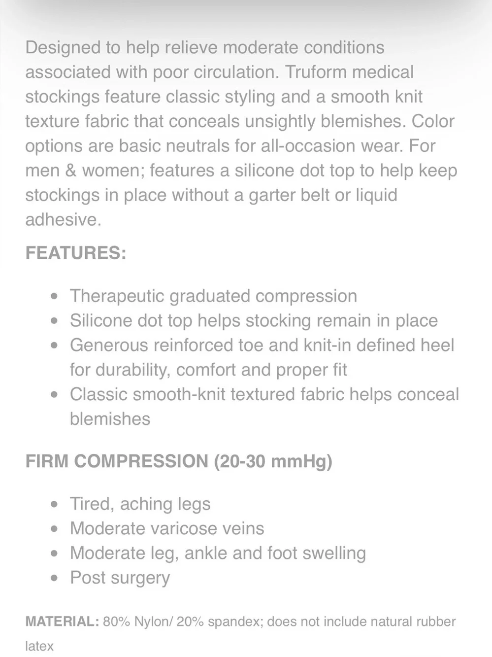 Truform Leg Health Thigh High Stockings New